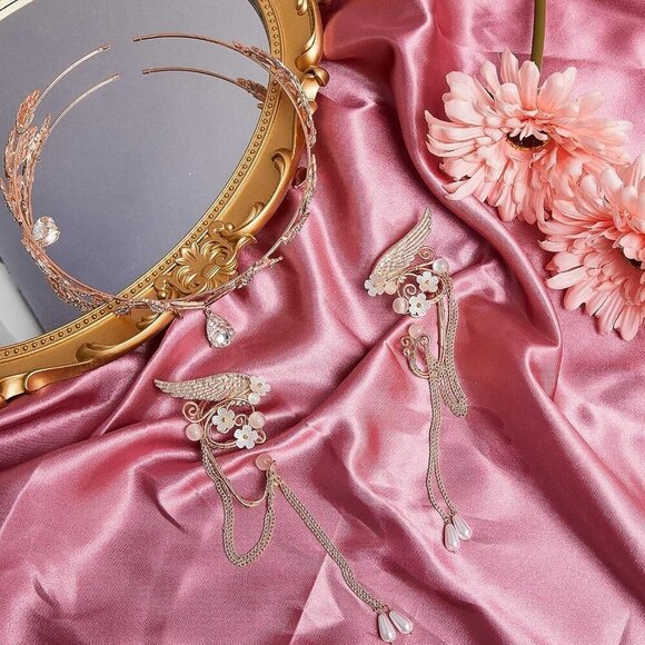 Halloween Rhinestone Leaf Headband Elf Ears Fairy Cosplay Princess Jewelry main image 7